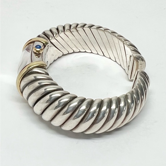 David Yurman Diamond Waverly MOP Cuff Bracelet Watch .925/18K Gold - Picture 6 of 11